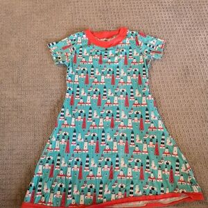 Svaha Colorful Dress with Red and Green Pattern